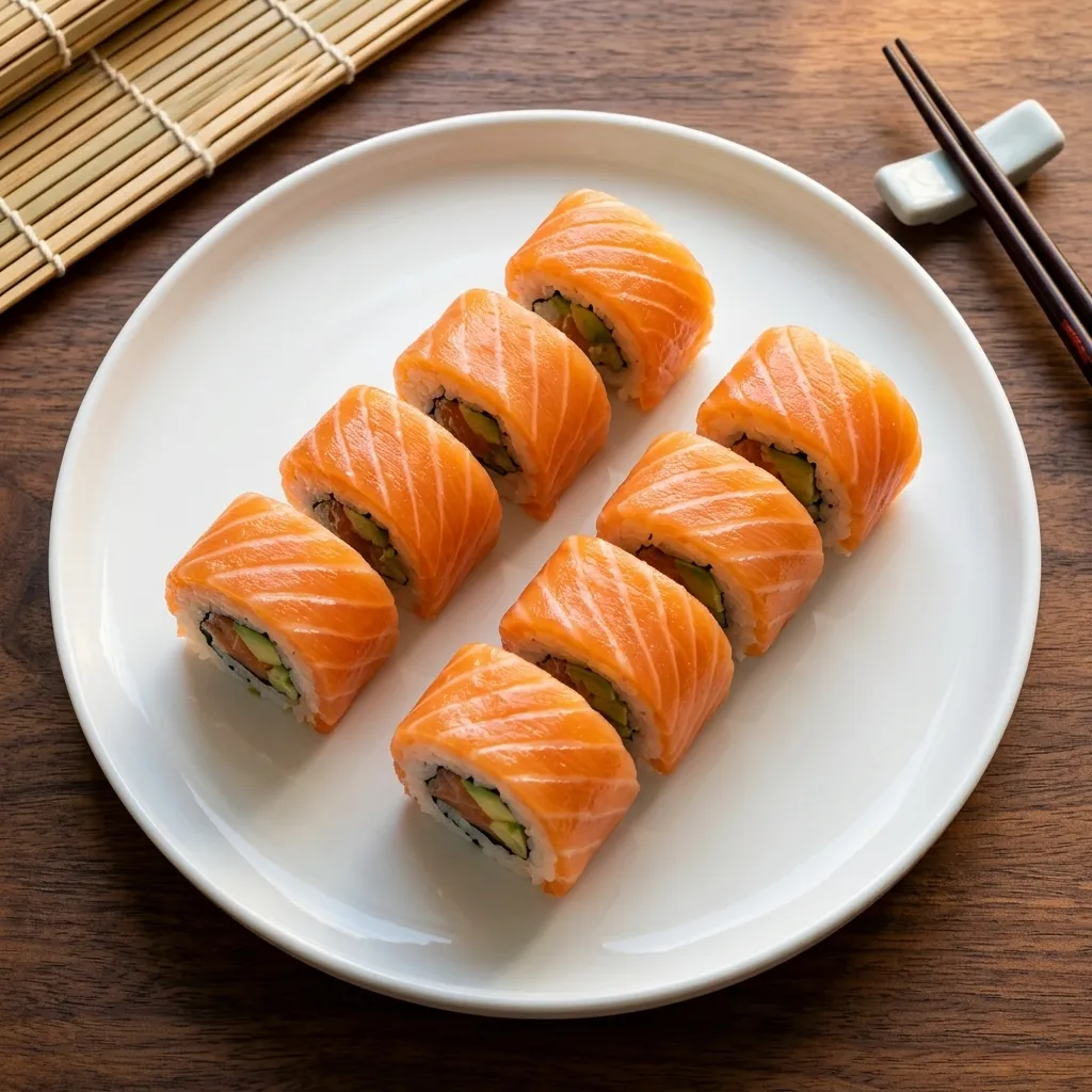Hand-pressed salmon nigiri sushi at Watta Sushi, Japanese restaurant in Winnipeg